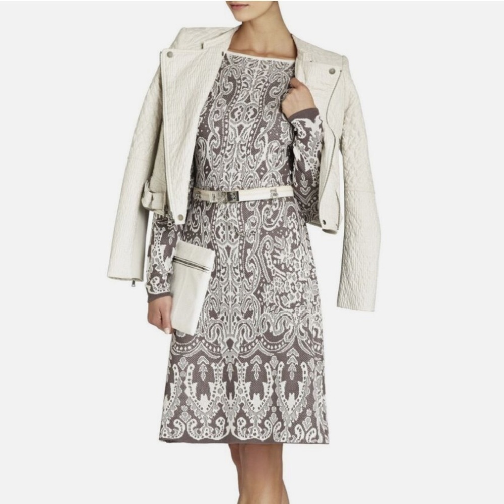BCBG MAX AZRIA PETRA RELIEF knitted JACQUARD LACE A-LINE size S​​​
